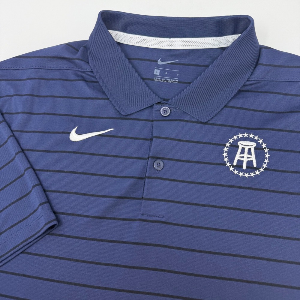 Nike Barstool Sports Dri-FIT Striped Polo Shirt Mens Large Navy Blue DD2190-419